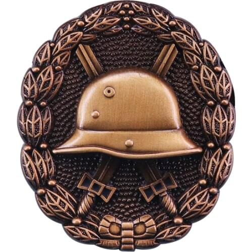 German WWI Black Wound Helmet and Crossed Sword Enamel Pin The Arm Badge Accessory