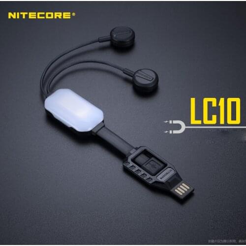 NITECORE LC10 portable magnetic outdoor USB charger for cylinder rechargeable Li-ion battery 1A MAX DC 5V with sensor light