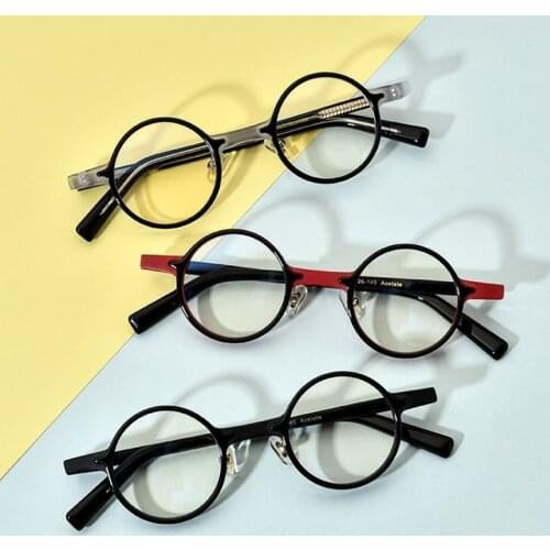 Japanese High Quality Acetate Glasses Frame Men Retro Round Multicolor Eyeglasses For Women Clear Lens Prescription Eyewear