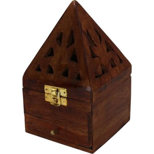 Kube Pramit Shaped Indian Rosewood Conical Incense Holder, Aromatherapy, Gift, Home Decor, Cone Temple Style, Burner Holder, Bar