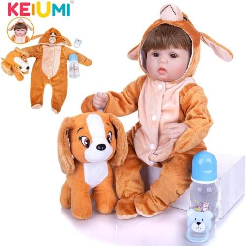 KEIUMI 17 Inch Real Silicone Reborn Baby Doll Lifelike Bebe Reborn Dolls Toy Stuffed By PP Cotton Gift To Kids Birthday Surprise