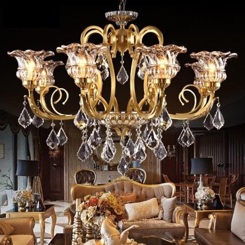 Style Vintage Charm French Empire large crystal chandelier led lights for hotel church living room copper ceiling lamps