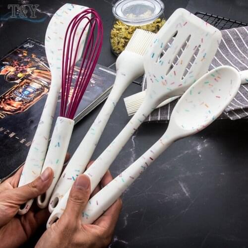 T&Y 1pc New Colorful Heat-Resistant Silicone Kitchen Cooking Tool, Kitchen Gadgets Turner Spatula Spoon Ladle Colander Brush