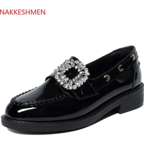 Thick-soled Lofo Shoes Women 2021 New Retro British Wind Autumn Girls Leather Shoes Womens Head Leather Womens Shoes