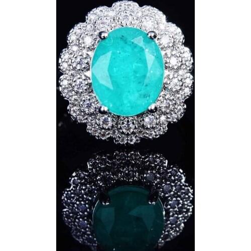 Vintage Flower Stud Earrings Inlay Oval Paraiba AAA Zircon Fashion Charm Jewelry For Wedding Engagement Anniversary Gifts