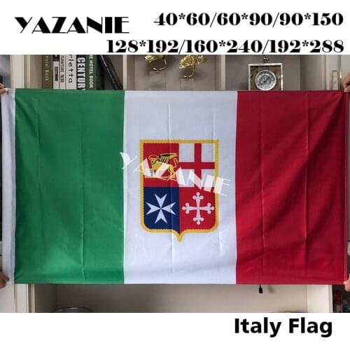 YAZANIE Any Size Italy Civil Ensign Flag Italian Navy Naval Flags and Banners 60*90cm 90*150cm Polyester Printing Flags