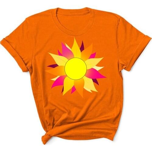 Sun Flower Women 2021 Short Sleeve Printing Spring Fashion Lady Clothes Print Tshirt Female Tee Top Ladies TX8201