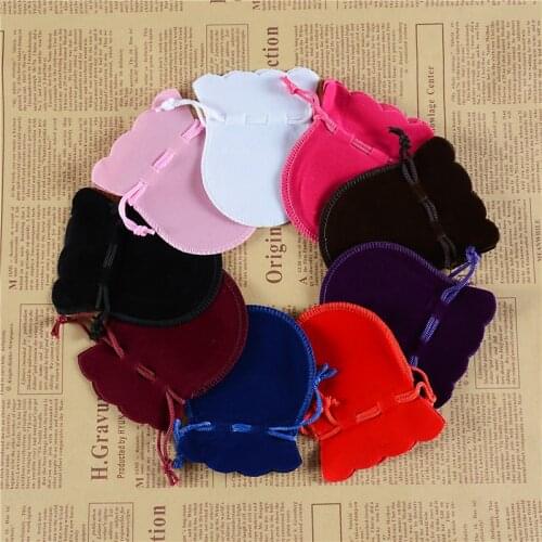 Wholesale 100pcs/lot 7x9cm Cute Small Velvet Drawstring Pocket Bags Gourd Pouches Favor Charms Jewelry Gift Packaging Bags