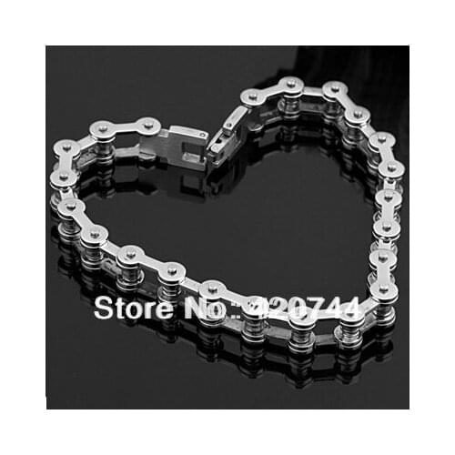 2pcs/Lot HOT Fashion Bike Bicycle Cycle Chain Stainless Steel Men Bracelet Bangle 0.39"