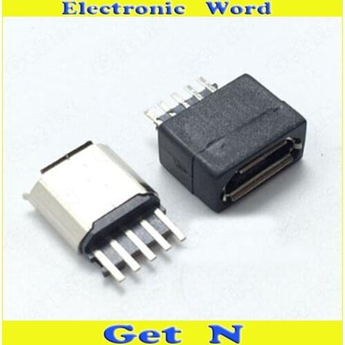 2000pcs 2 in 1 5P Micro USB Female Interface Jacks Socket 180Degree Vertical Type for MP3 MP4 Phone