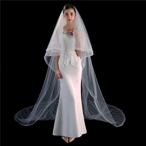 3m*3m Long Wedding Veil Soft Tulle with Comb Bridal Veils Wedding Accessories Free Shipping