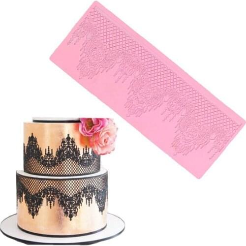 33*12cm Lace Flower Pattern / Border Silicone Cake Mold Lace Mat Chocolate Fudge Craft Mold Baking Wedding Cake Decoration Tool