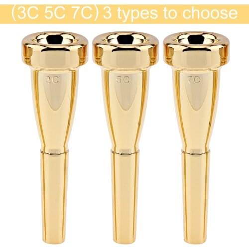 3C 5C 7C Stylish Gold Plated Metal Trumpet Mouthpiece Bullet Shape for Yamaha Bach Conn and King Trumpet