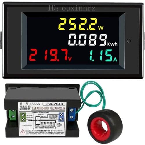 4 IN 1 AC 80-300V 100A Digital Voltmeter Voltage Meter Ammeter Volt Amp Power Kwh Meter LCD Display Screen 0-45000W Data Tester