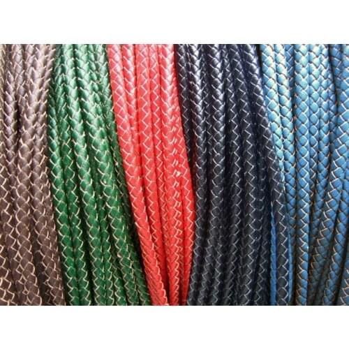 5mm Braided Leather Bolo Cord Round Genuine Leather Strip For Necklace or Bracelet Making Jewelry