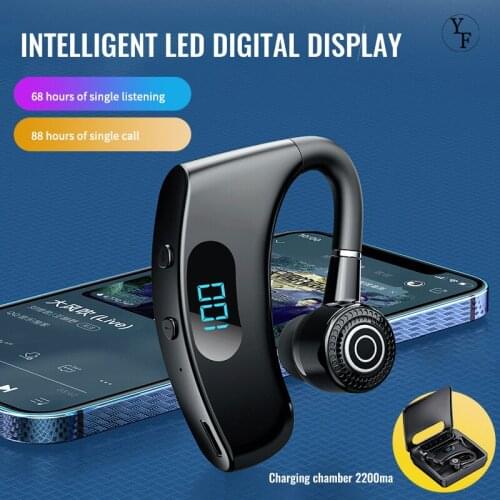 Wireless Earphone Digital Display With Microphone Unilateral Hanging Ear Headphone Stereo Sports Business Headset For Smartphone