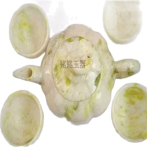 China Natural jades Hand-carved jades Kung Fu tea cup and teapot