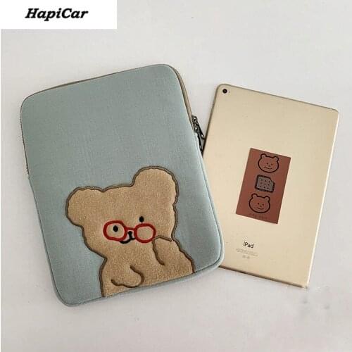 Tablet Case Laptop Storage Bag For Mac Ipad pro 9.7 11 13inch Cartoon Glasses Bear Koala Sleeve Liner Bag Student Girls Case