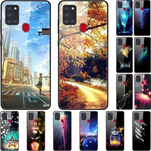 Case For Samsung A21S Case Tempered Glass Phone Cover For Samsung Galaxy A21S Case Hard Coque For Samsung A217F A 21S Case Capa