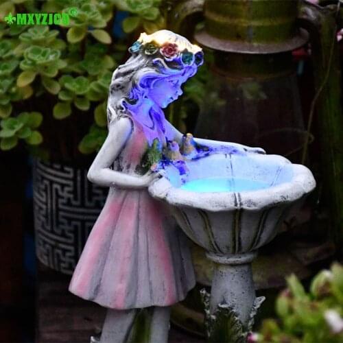 Flower Fairy Girl Solar Decoration Angel Female Resin Sculpture Ornaments Home Outdoor Garden Villa Yard Micro Landscape Crafts
