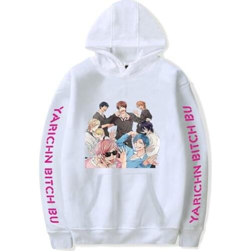 Yarichin B Club Japanese Anime Print Autumn and Winter Holiday Punk Street Style Men/Women Chic Pure Cotton Fleece Hooded Fleece