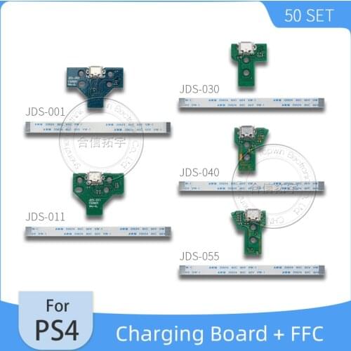 HOTHINK 50set/lot JDS-011 JDS-030 JDS-040 JDS-055 USB Charging Port Board with cable For PS4 PRO Slim Controller Repair Parts