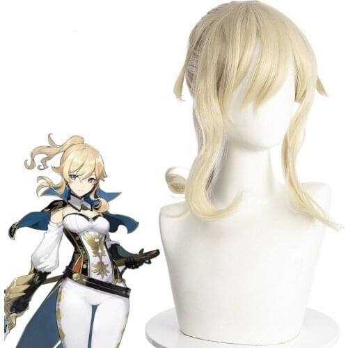 Game Genshin Impact Cosplay Halloween Jean Cos Play Costume Wig Men Women Light Blonde Synthetic Carnival Accessories Wigs