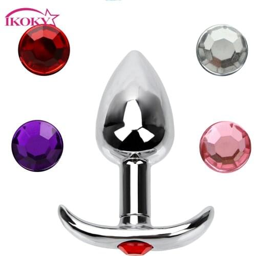 IKOKY Butt Stimulation Stainless Steel Crystal Jewelry Sex Toys for Women Men Metal Anal Plug Prostate Massager Butt Plug