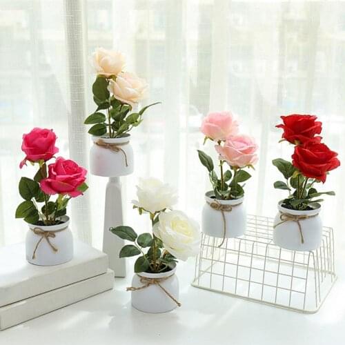 1 Set Fake Flower Simulation Wear-resistant Plastic Everlasting Artificial Flower Pot for Home