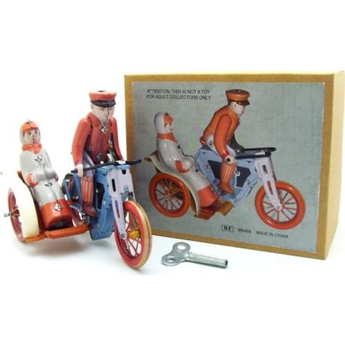 Retro Collection Tin toys Children Metal Wind up Auto Car Models Robot Vehicles Handmade Iron Mechanical rickshaw Bike