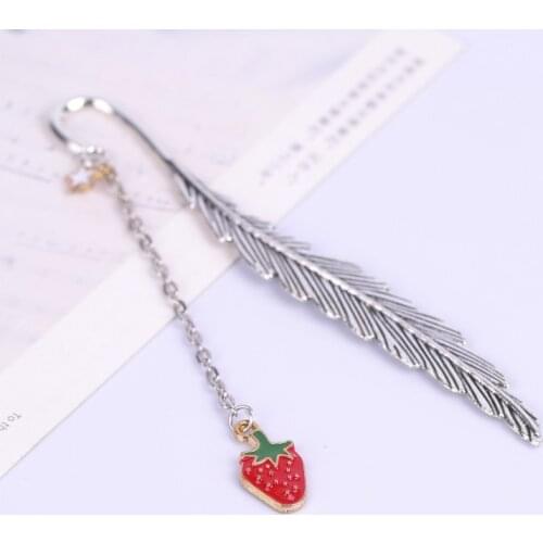 Metal Feather Bookmarks Creative Pendant Bookmarks Promotional Gift Stationery School Supply