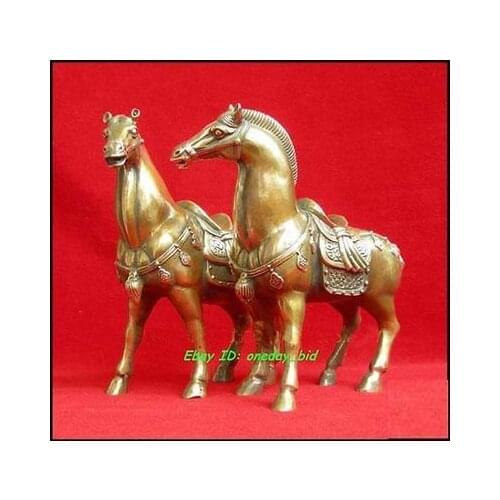 Nice Pair Bronze Brass Horses Statue Figure 6"high Each vases sculpture, Garden Decoration Brass Bronze