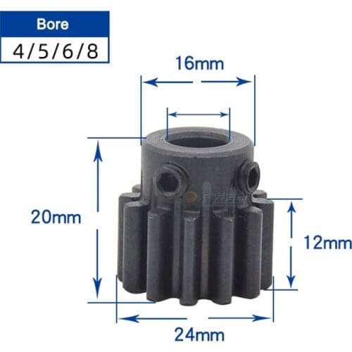 1PCS 1.5 Modulus 14 Teeth Convex Gear Motor Metal Spur Gear Wheel Carbon Steel Top Screw Bore 4/5/6/8mm