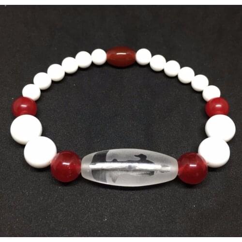 2018 New Arrival Tibet Dzi Ji Bracelet Crystal Beasd Bracelet with Red Agate and Tridacna Stone Free Shipping