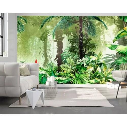 Beibehang Modern home background wallpaper for walls 3 d Tropical rainforest green leaf hand drawn wall paper home decor tapety