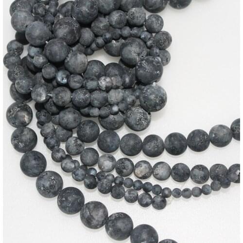 Wholesale Matte Black Labradorite Natural Stone Round Loose Beads 4 6 8 10 12mm for Jewelry Making Necklace Bracelet DIY