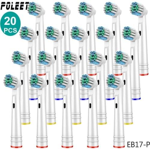 Poleet 20PCS Electric Tooth Brush Head EB17-P for Braun Oral B SB17A SB-17A Soft Bristle Vitality Dual Clean Professional Care