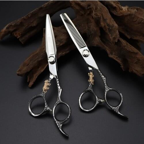 Professional JP 440c steel Upscale 6 '' Golden tiger hair scissors haircut thinning barber cutting shears hairdressing scissors
