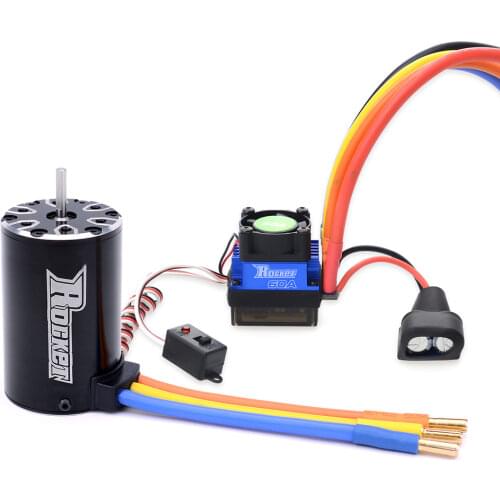 Rocket 540 550 3100KV 4300KV 2600KV 3800KV Brushless Motor 45A 60A 80A ESC for RC Car Traxxas Axial Redcat 1:10 1/10 Parts