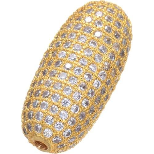 Sieradenmaken Handmade DIY Findings Top Quality Copper Metal Big Olive Shape CZ Crystal Space Beads For Jewelry Making Wholesale