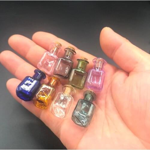 Mix Color Mini Square box shape Glass Wish Floating Bottle With Cork Stopper Handmade Glass Message Vials jars container 1000pcs