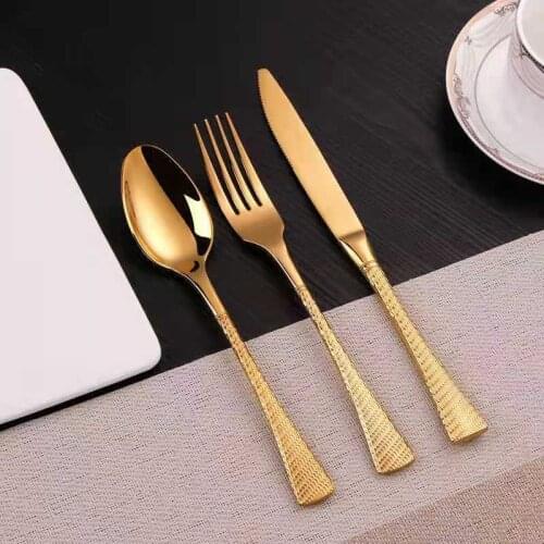 Snakeskin Pattern Handle Cutlery High-grade 304 Thick Stainless Steel Steak Fork Spoon Western Tableware