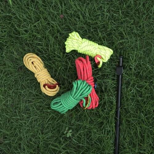 Outdoor Camping 4m Reflective Wind Rope Paracord 4mm with Aluminum Alloy Holes Buckle Adjuster Windproof Noose Tent Accessories