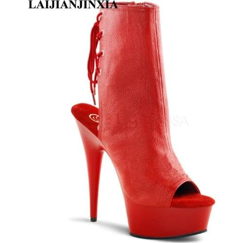 LAIJIANJINXIA Lace Up Spring Sexy 15cm High-Heels Platform Shoes Night Club Party Pole Dancing Shoes Ankle Boots Dance Shoes
