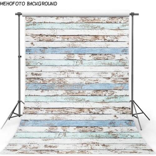 Vintage White and Blue Vinyl Flooring Wood Backdrop for Photography 5x7 Newborn Baby Photo Backdrops for Studio Baby Shower Prop