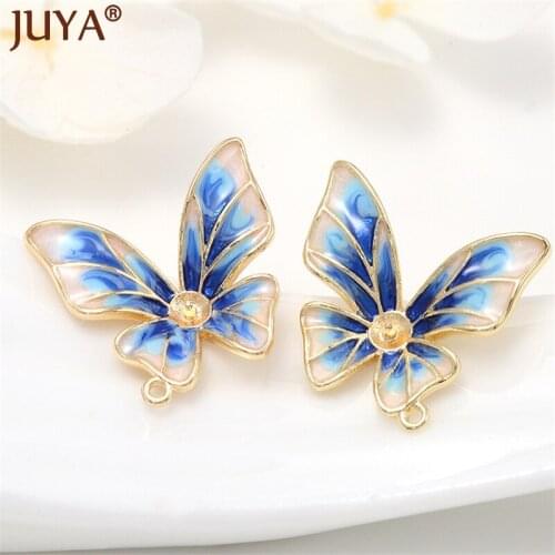 Vivid Enamel Butterfly Earrings Making For Girls DIY Ears Accessories High Quality Earring Hooks Jewelry Supplies 14k Gold