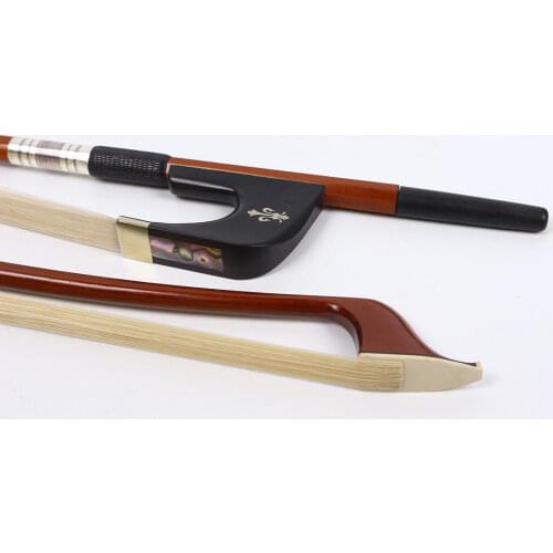 Yinfente German Style 3/4 Double Bass Bow Brazilwood ebony Frog Natural Bow Hair
