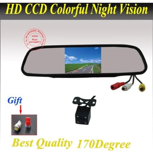 Free Shipping 4.3 Inch TFT LCD Car Rear View Mirror Monitor Parking Rearview Monitor + Night vision Car Reverse Camera