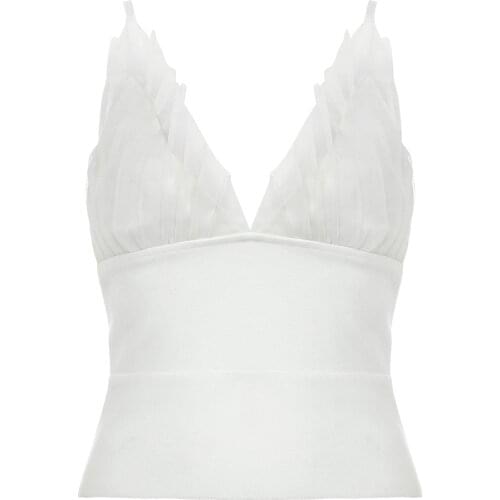 2021 New Sexy Party Club Women Crop Top Elegant Lace Camisole Fashion Basic Tank Top White Bandage Summer Caims