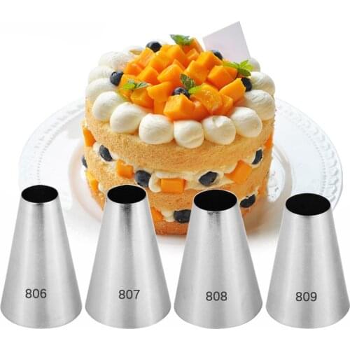 1-4pcs Large Round Icing Piping Nozzles For Cakes Decorating Macron Pastry Tips Baking Confectionery Equipment #806#807#808#809